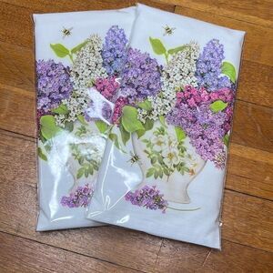 Mary Lake Thompson BT770 Lilac Vase Flour Sack Tea Towel 30 x 30 Square Set 2